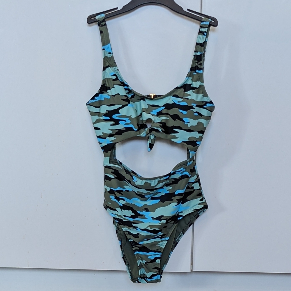 NOBO Bathing Suit French Bikini Size S ( 3-5) Blue Camo